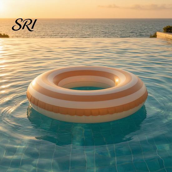 PVC Swim Rings Vintage Striped Swimming Ring Thickened Inflatable Leakproof Men Women Pool Float Tube for Beach Party Child Water