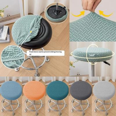 Soft Elastic Bar Round Stool Cover Stretchable Washable Round Chair Cover Thickened Solid Color Stool Cushion Cover