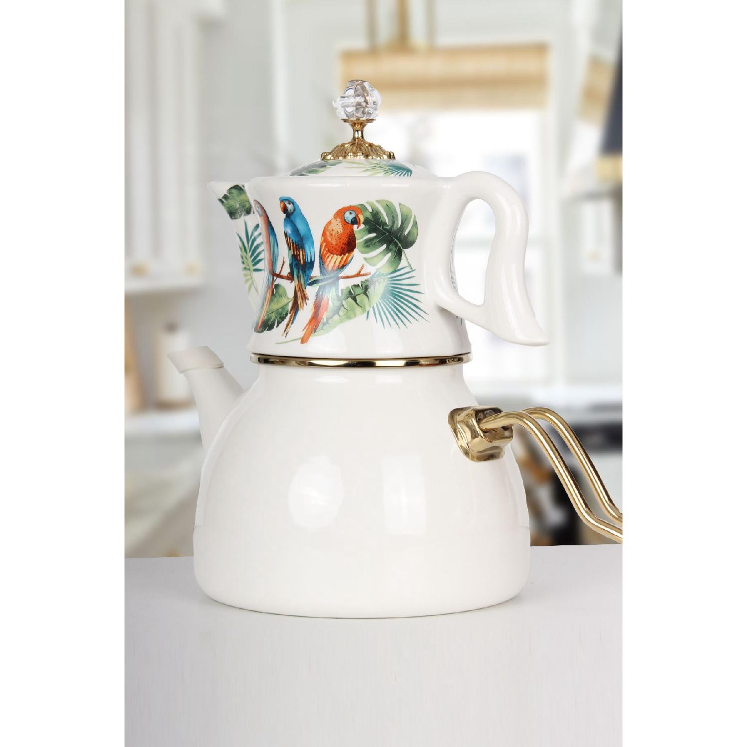 

Enamel Teapot Porcelain Teapot Parrot красный