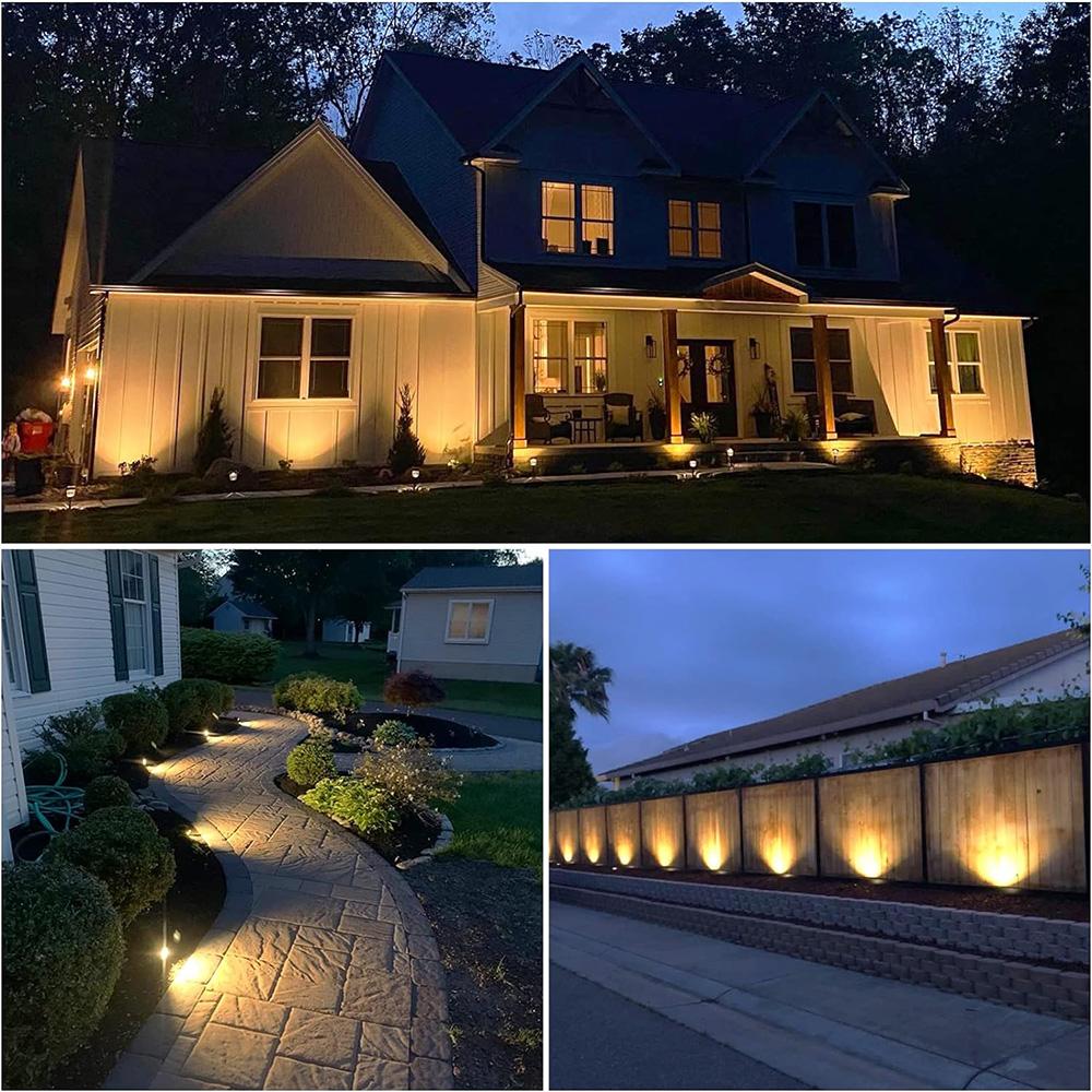 LED Landscape Lights 12W Low Voltage Waterproof Garden Pathway Light Wall Tree Flag Spotlights Spike Lawn Lamp with Transformer