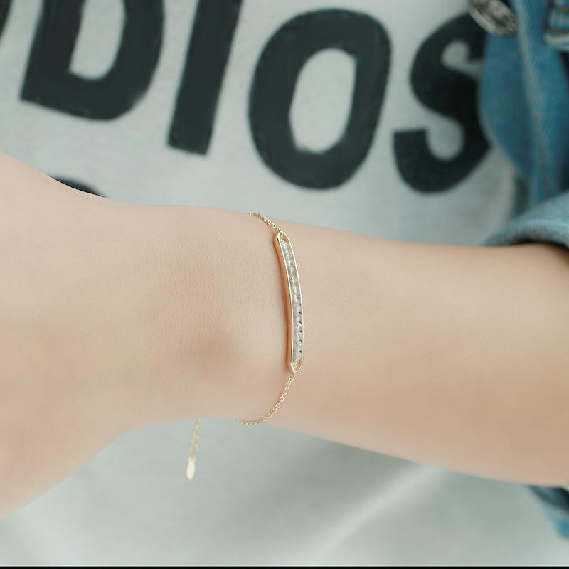 Jewelry Japanese Light Jewelry S925 Silver Natural Strawberry Crystal Labradorite Simple Commuter Pea Bracelet New Style