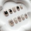 10 Pcs Cute Music Cat French Press On Nails With Cat Eye Star Print Reusable Fake Nail Art Stickers