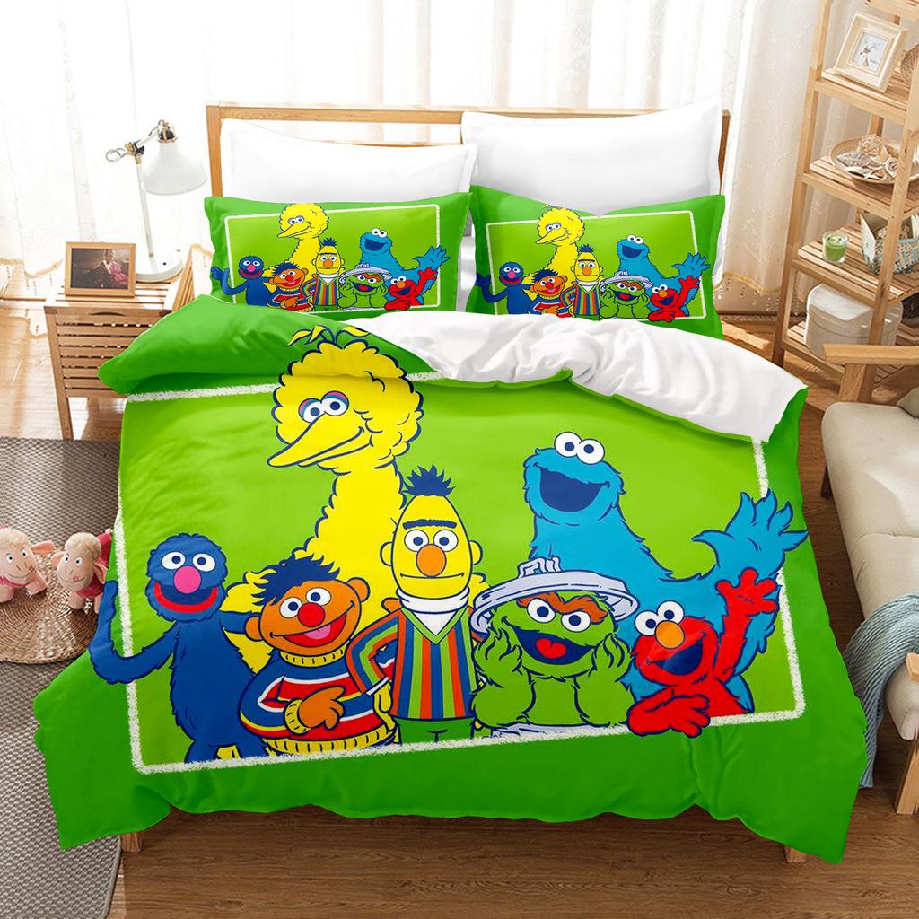 Sesamstraat Anime Home Slaapkamer Comfortabel Scandinavisch polyester materiaal geschikt voor kinderen en volwassenen 3-delige set