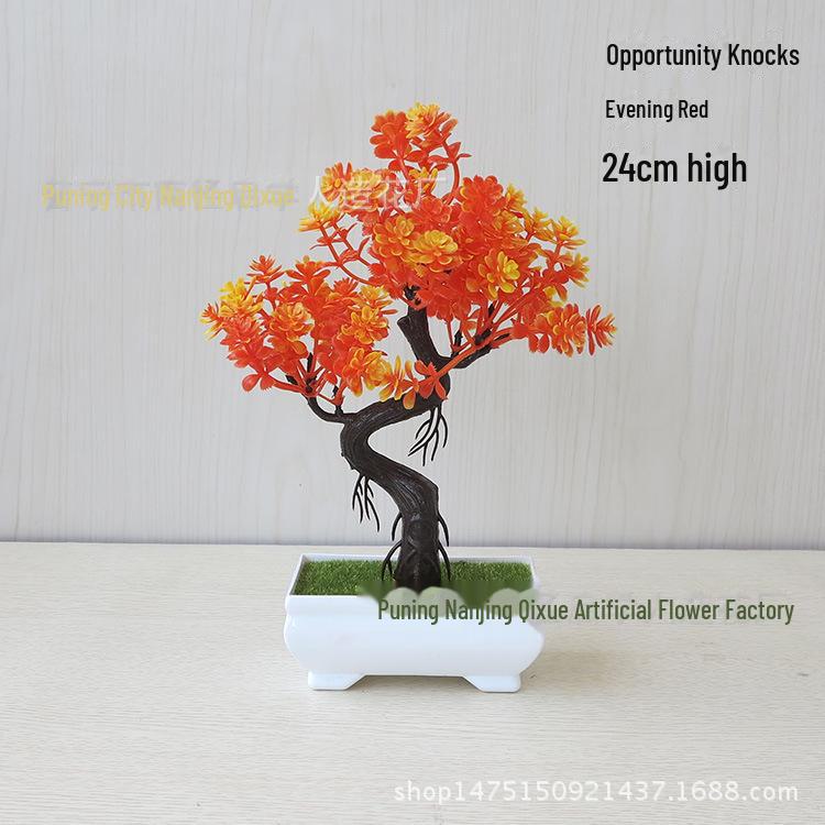 "Artificial Bonsai Potted Plants - Small, Plastic, Decorative Flowers for Desktop & Living Room"