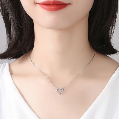 1 Set Damen Halskette Ohrringe Set Herzanhänger Strass Verstellbare Länge Ohr