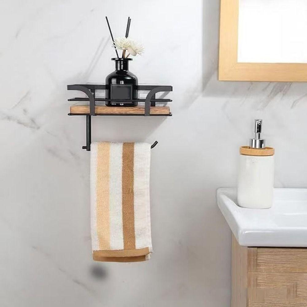 Wall Mounted Paper Towel Holder Wooden Paper Phone Holder Storage Rack Toilet Paper Holder Hotel