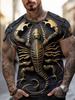 Men's Crew Neck Tee, Spider Pattern, Regular Fit for Outdoor & Beach