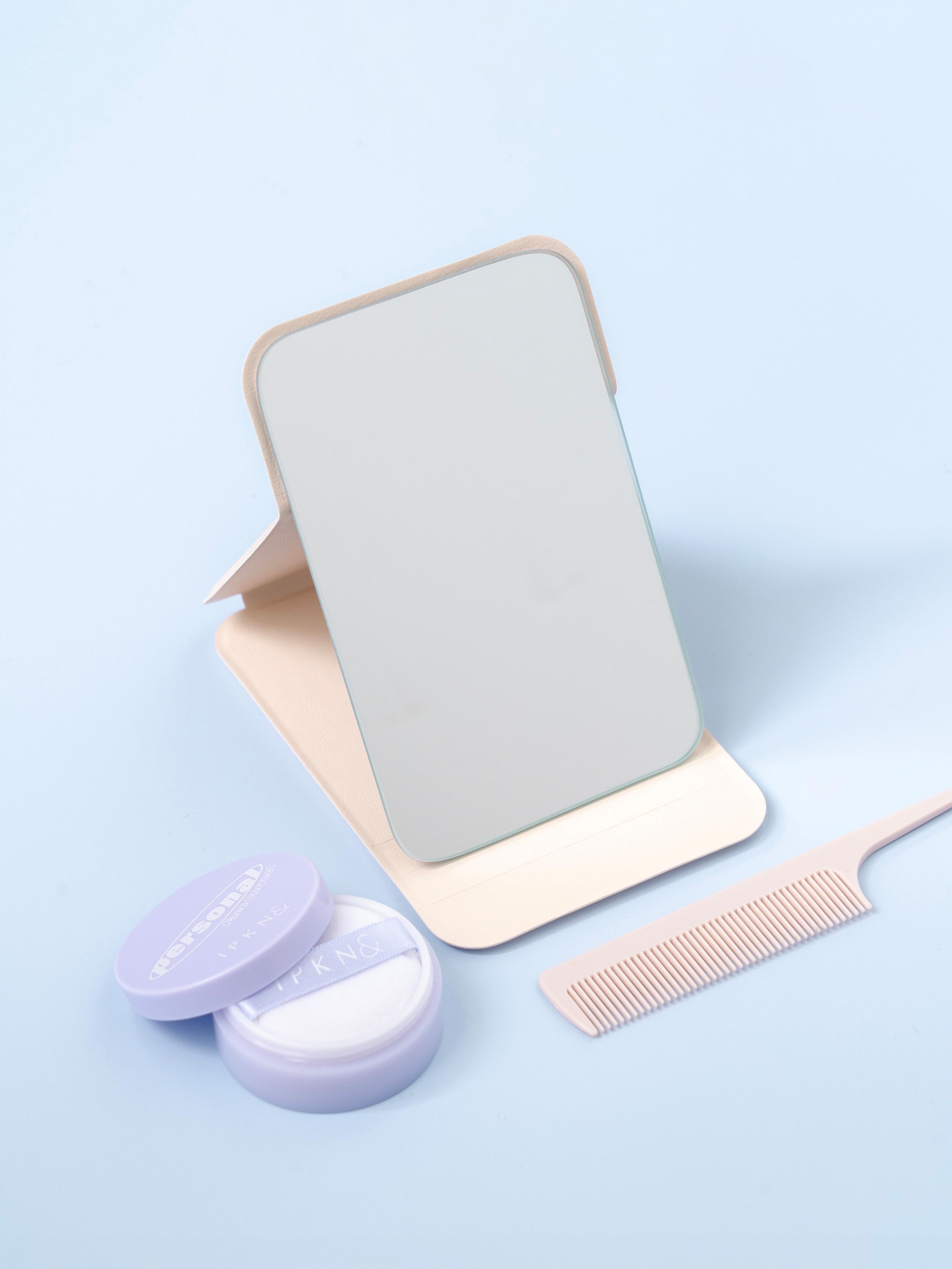 Medium Ivory Covered Standing Square Mirror 1ea