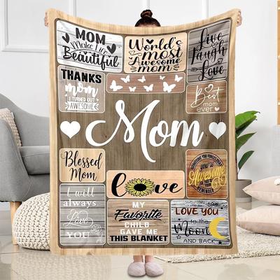 1pc Mom's Love Blanket Soft Cozy Lightweight for Travel Camping Picnics Sofa Office Bed Living Room Perfect Gift for Friends and Family