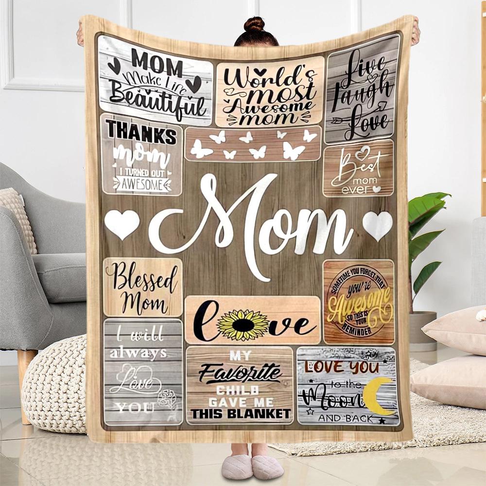 1pc Mom's Love Blanket Soft Cozy Lightweight for Travel Camping Picnics Sofa Office Bed Living Room Perfect Gift for Friends and Family
