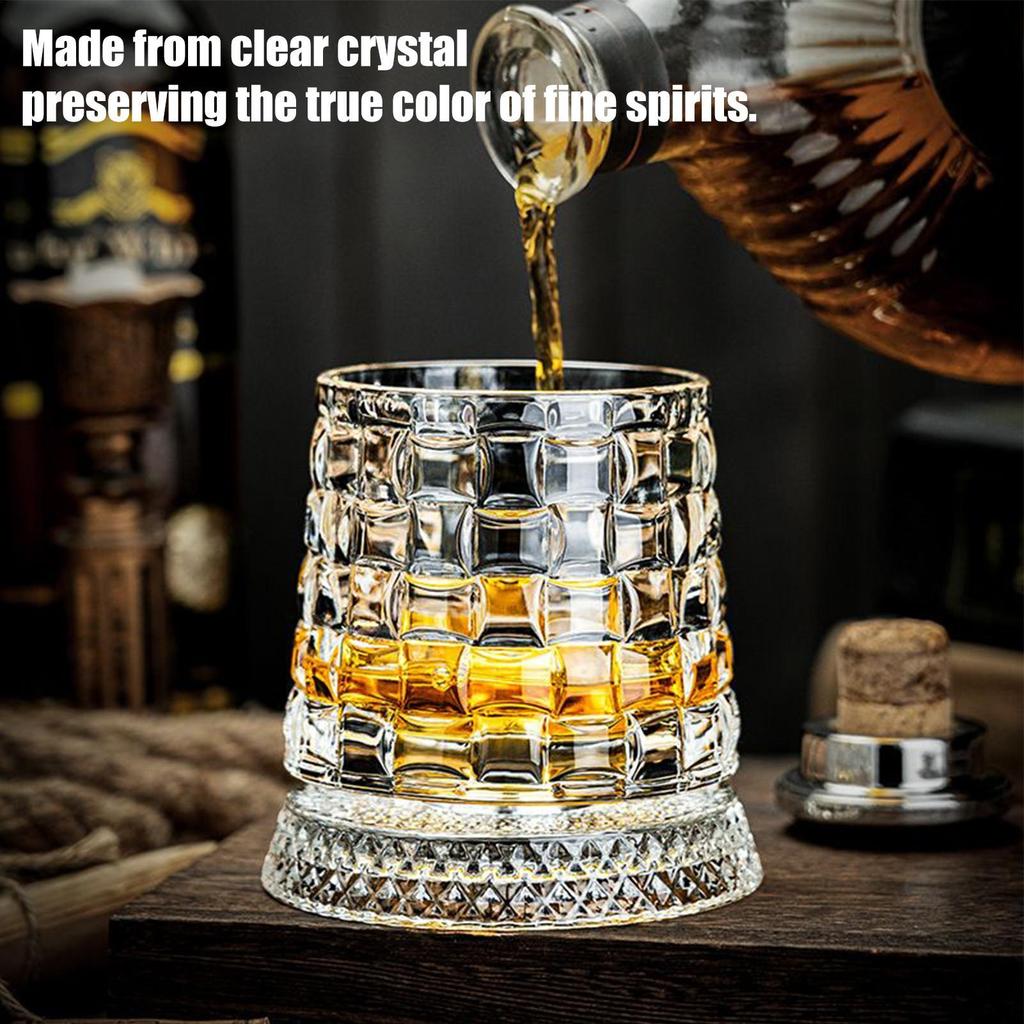 Creative Whiskey Glasses Durable Spinnings Glassware Cocktails Wine Brandy Cup Water Juice Tea Mug Party Drinking Glass Tumbler