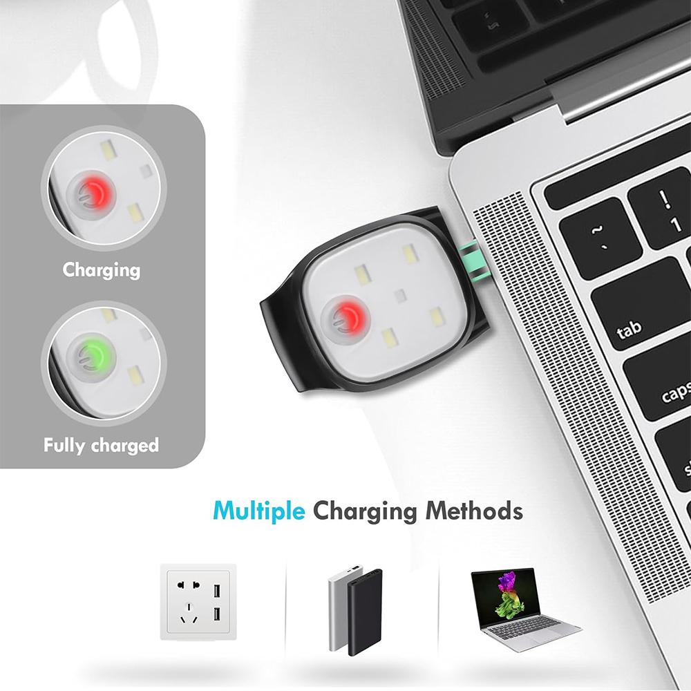 2x USB Rechargeable LED Outdoor Night Running Light for Runners Camping Plastic