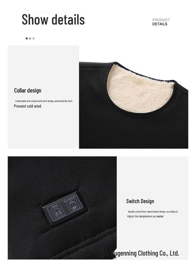 USB Smart Beheiztes Unterwäsche-Set: Konstante Temperatur, Plus Samt, 18-Zonen-Heizung für Kälteschutz.