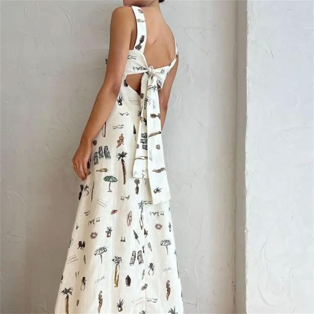 Women's Casual Printed Dresses Round Neck Basic Classic Outdoor Daily Sleeveless Loose Dresses