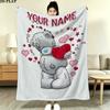 Custom Name Tatty Teddy Print Flannel Blanket, High Quality Comfortable for All Seasons, Home Decor, Warmth and Comfort, Perfect for Christmas Gifts