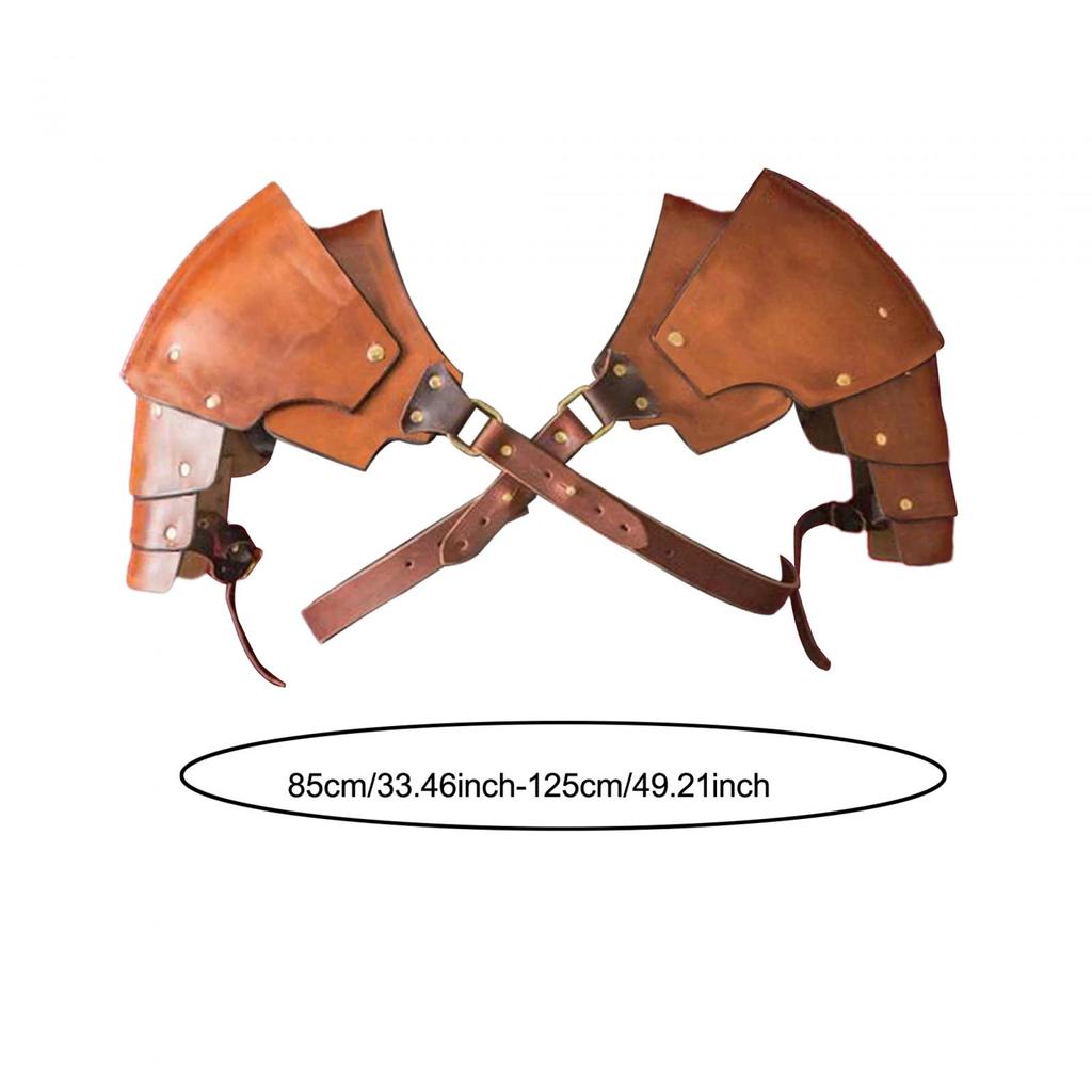Medieval Shoulder Pauldron Knight Adjustable Brown Buckle Steampunk Shoulder Armors Cover Cape for Cosplay Party Men Costume