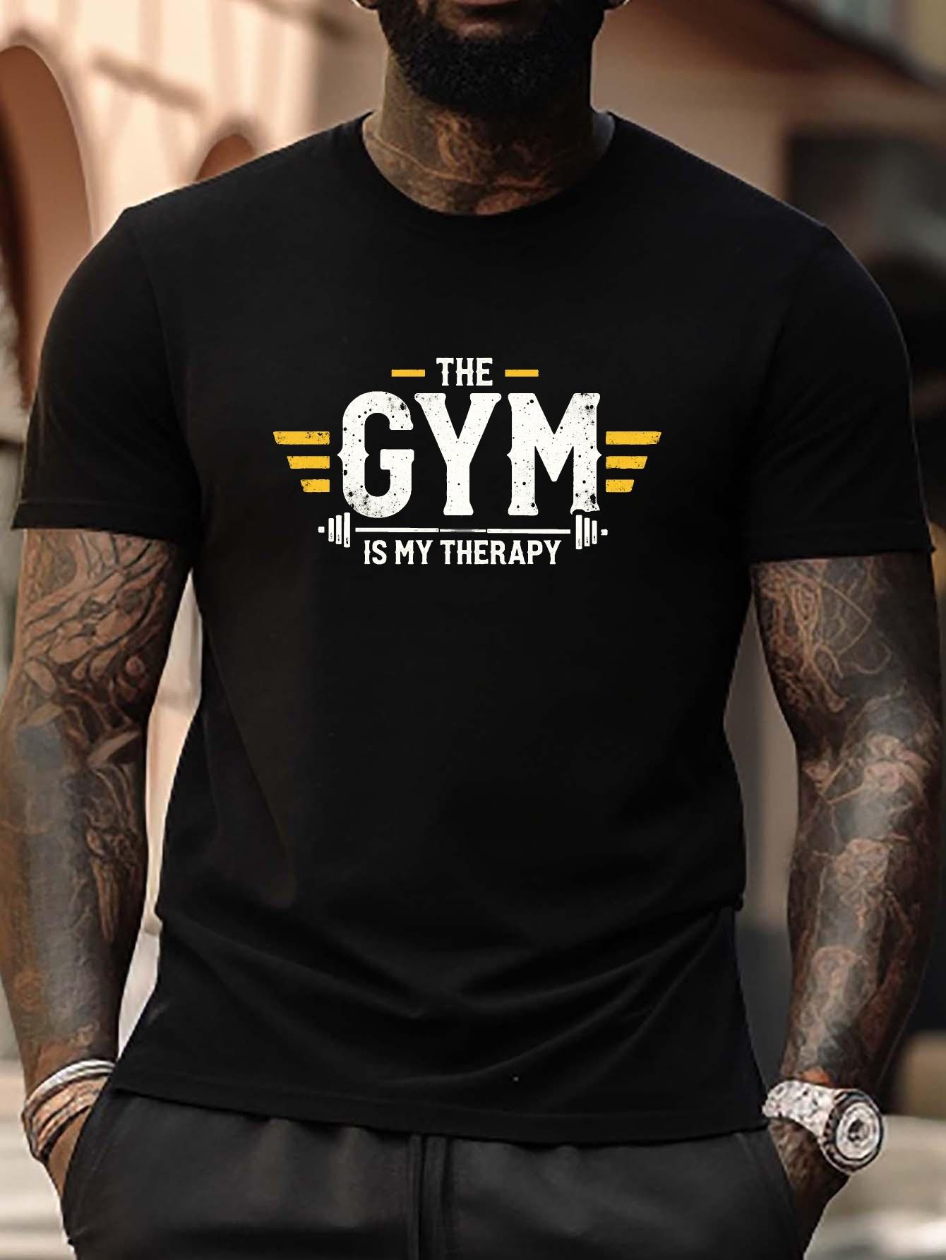 Plus Size The Gym Is My Therapy Graphic T-shirt - Black S
