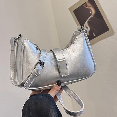 Solid Color Texture One Shoulder Underarm Bag for Women Fashionable Commuting Versatile Crossbody Bags  New Casual Handbags