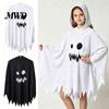 Parent Child Matching Halloween Costumes Hooded Ghost Costume, White/Black Cape Costume for Kids Adults, Spooky Comfortable Kindergarten Performance