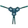 Erotic Panties Women G-string Embroidery Massage Faux Pearls Adjustable Low Waist Underwear Open Crotch Briefs Thong Panties Lingerie For Home
