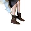French retro short boots women's autumn new soft leather belt buckle inner slope heel thin Martin boots