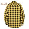 Fall Winter Men Shirt Coat Plaid Print Long Sleeves Chest Pocket Turn-down Collar Single-breasted Loose Contrast Color Jacket
