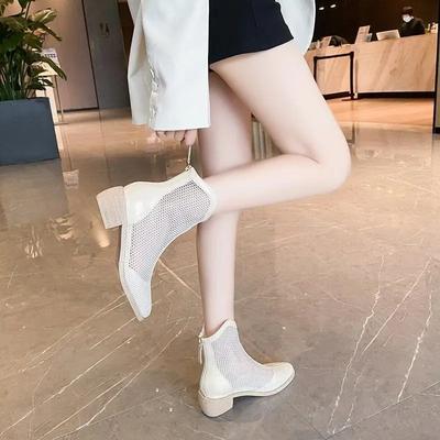 Stivaletti alla Moda Lavoro Punta Acuta Calzature Scarpe Basse Bianche per Donna Nere Eleganti con Tacchi Medi Stivaletti alla Caviglia da Donna Nuovi Rock Chic