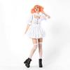 Halloween Geisterpuppe Clown Rückkehr Nacht Kostüm Erwachsenen Performance Kostüm Reinweißes Kleider-Set