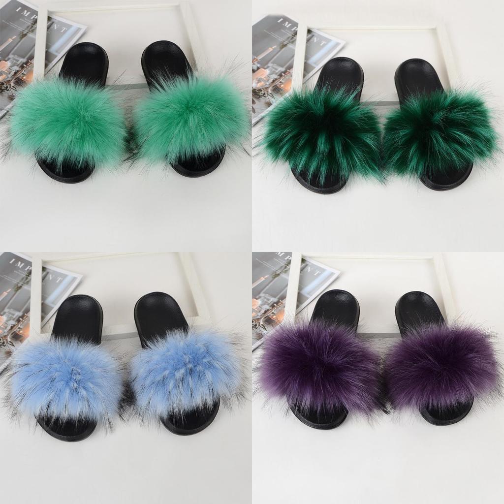 Cozy Girls Home Outdoor Slides With Soft Fur Decoration And Furry Design