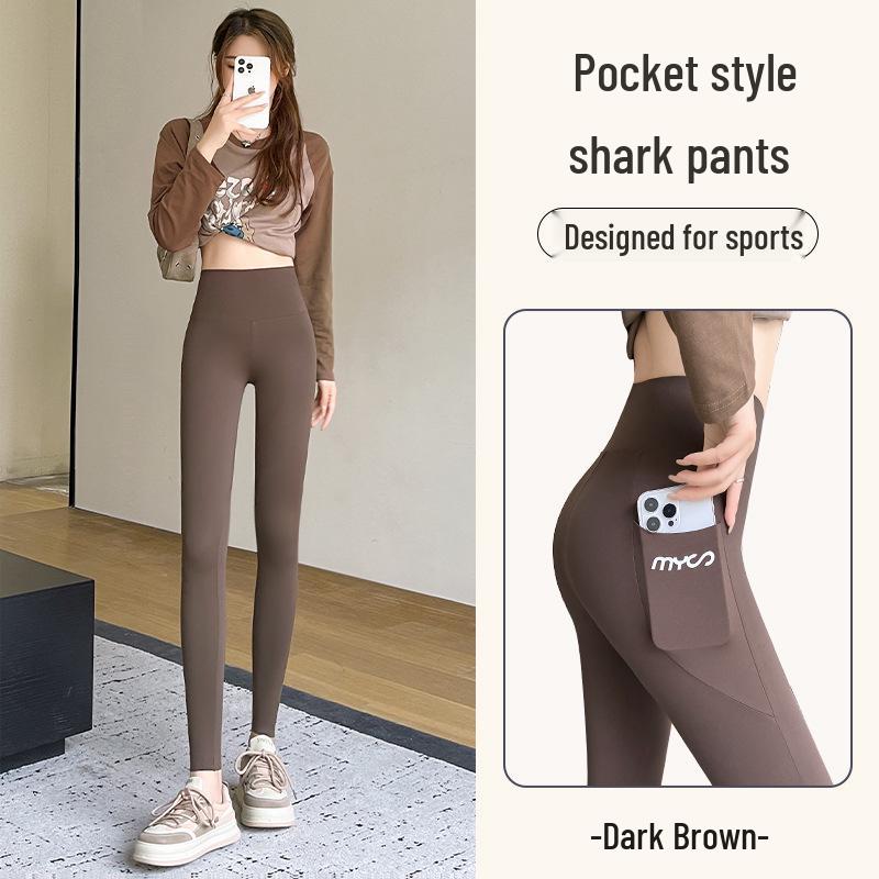 Women's High Waist Fleece Yoga Leggings - Autumn/Winter 2024 Hip-Lifting Side-Pocket Pants
