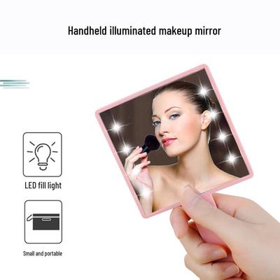 Portable Handheld LED Makeup Mirror - HD Square Mirror for Beauty Salon and Dormitory Use