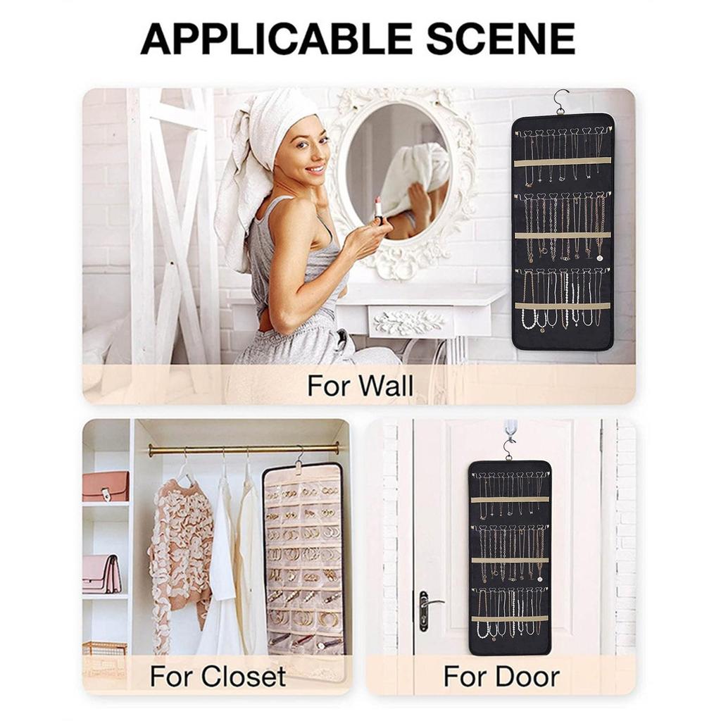 Wall-Mounted Jewelry Storage Necklace Hanging Bag