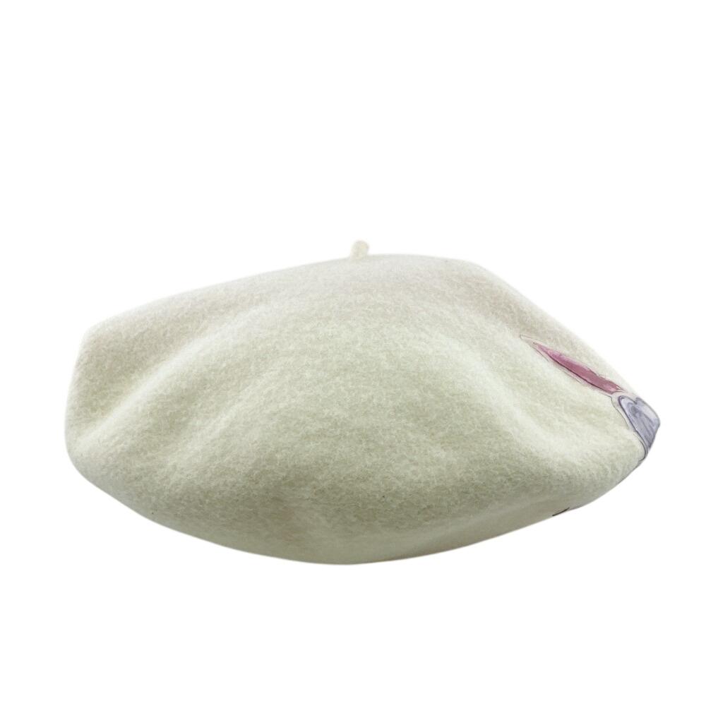 CHANEL Vintage Caps PlasticsCC Wool wool beret Ivory wool Used
