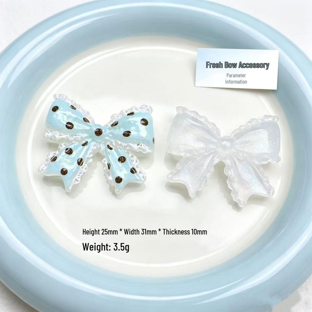 Translucent Polka Dot Bow Tie Resin Hair Clip & Phone Case Ornament