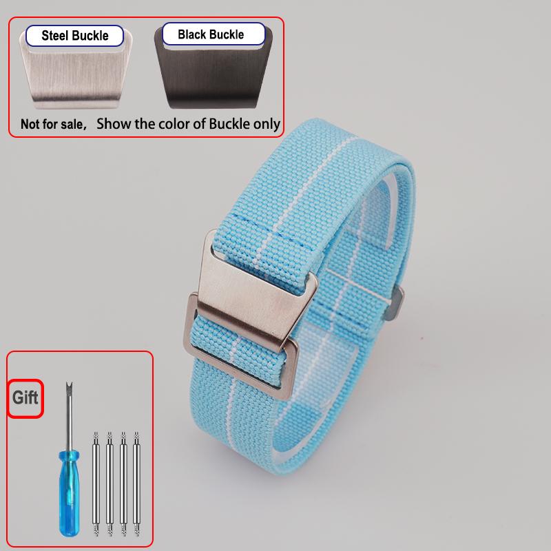 60s French Troops Parachute Bag Elastic Watch Strap 18 20mm 22mm Nylon Watchbands Man's Universal Ballistic Fabric Wristband