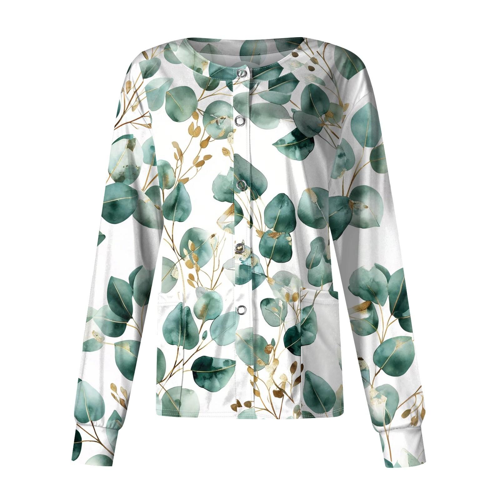 

Женский повседневный однобортный однобортный защитная одежда с длинными рукавами и цветочным принтом, кардиган, топ L