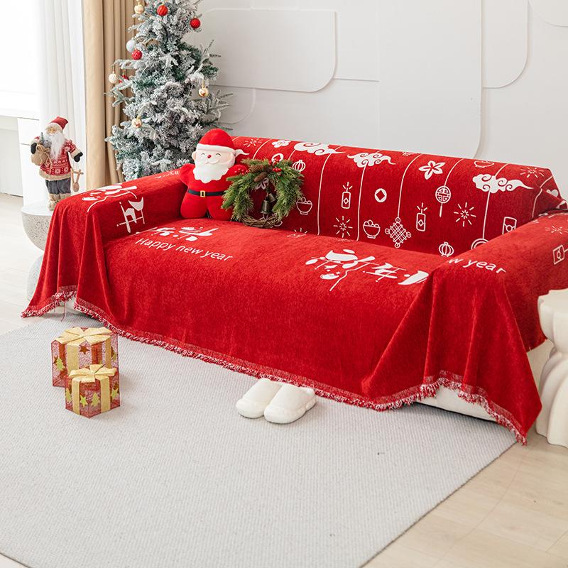 Chenille Non-Slip Sofa Cover Towel Cute Festive Cartoon One-Piece All-Inclusive Universal Sofa Cover Full Cover Blanket