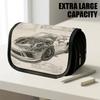 1pc Flip-Top Pencil Case, Engineering Blueprint Car Sketch Large Capacity Thickened Oxford Pencil Bag Double-Layer Zipper Pencil Pouch, Aesthetic Back