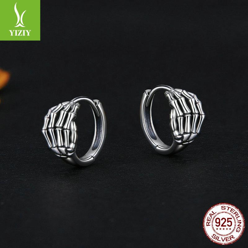 Halloween Skull Hand Bone Ear Buckles, Diablo S925 Sterling Silver Earrings Earrings