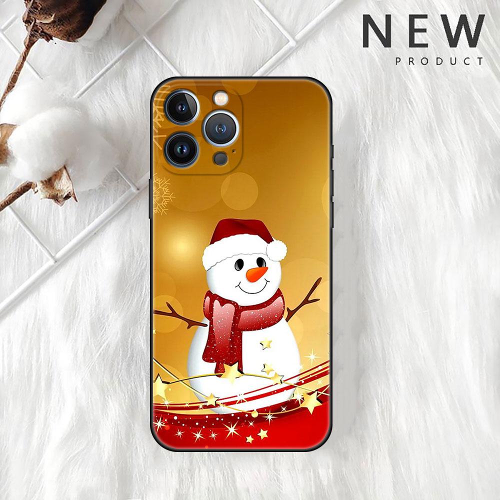 Carcasă de telefon moale cu om de zăpadă de Crăciun pentru iPhone 11 13 Pro Max 12 Mini 7 8 Plus SE 2020 X XS 6 6S 5 5S Funda Silicon spate capac Sac