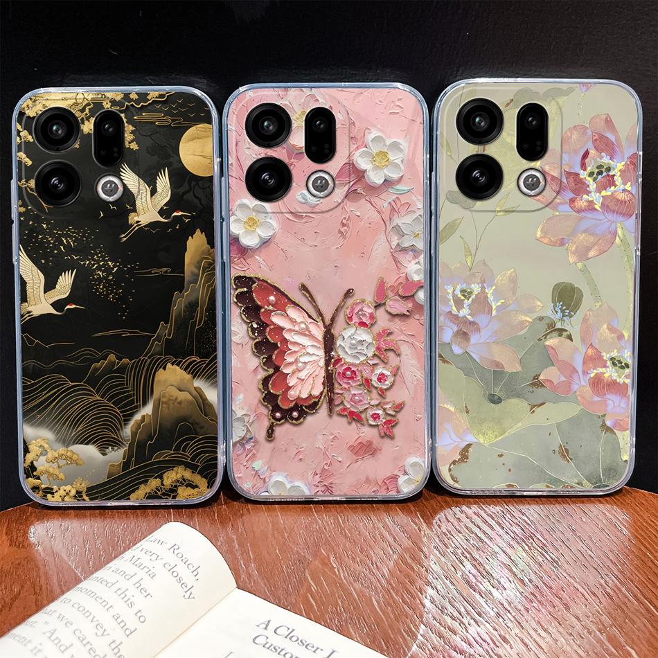 For Oppo Find X9 X8 X7 Pro Phone Case Lovely Fish Patterns Soft TPU Clear Silicone Shell For Oppo Find X7 Ultra Shockproof Funda