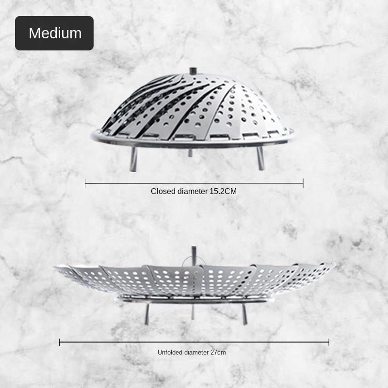 HANYANG Practical Stainless Steel Lotus Adjustable Folding Tray Various Magic Fruit Plate Telescopic Folding Steamer Tray