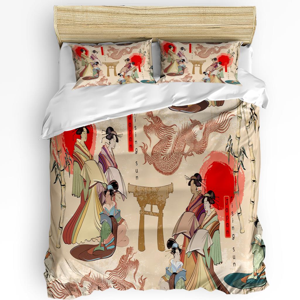 Japanese Mount Fuji Sakura Tree Flower Duvet Cover 3pcs Bedding Set Home Textile Quilt Cover Pillowcases Bedding Set No Sheet