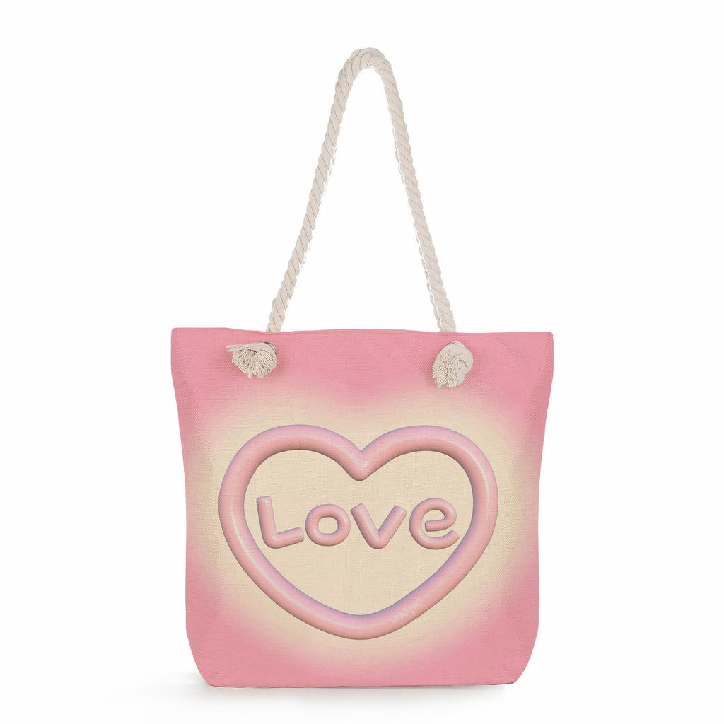 Love print thick rope single-shoulder beach bag 7230 CLE