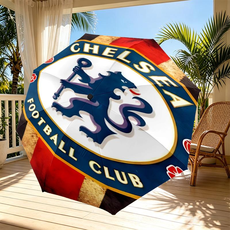 Football Club F.C Print Automatic Open Close Umbrella, Portable Foldable Umbrella, for Outdoor Commute Camping Trip, Ideal Birthday Gift