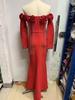 2025 Elegant Off-the-Shoulder Floral Evening Dress with Beaded Diamond Chain