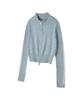 LMR Hairy Lettering Track Crop Knit Zip-Up Blue