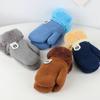 Children Hanging Neck Plush Kids Gloves Cute Knitted Mittens Thick Warm