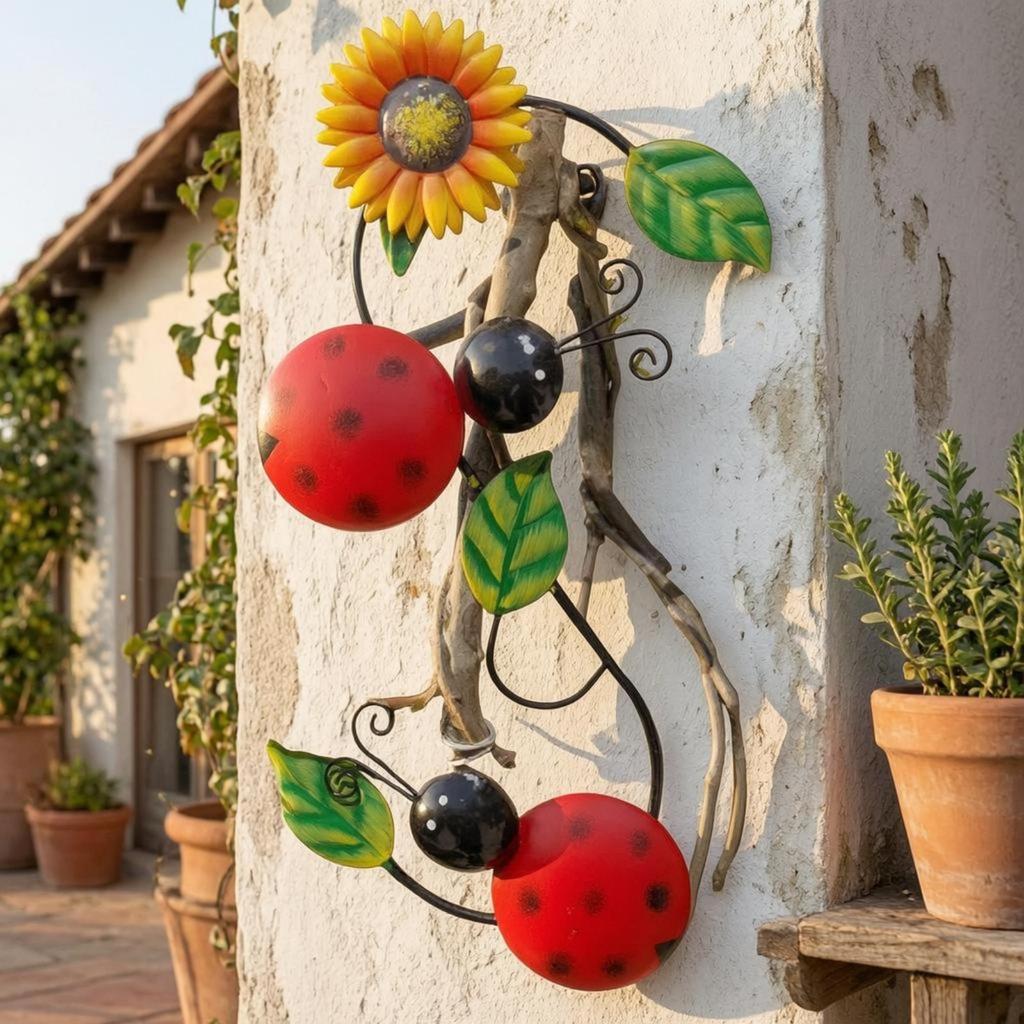 Metal Floral Design Wall Art Bright Colors Hanging Decoration