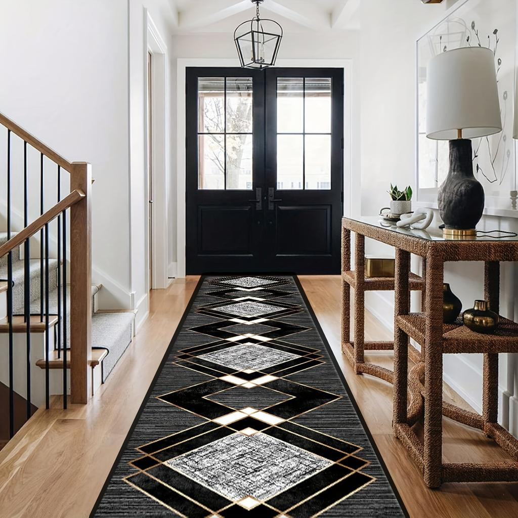Bohemian Runner Rug, Vintage Plaid Hallway Rug, Machine Washable Indoor/Outdoor Floor Mat for Kitchen Laundry Hallway
